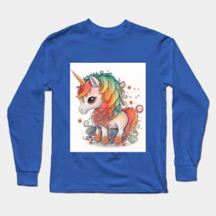 Colourful Baby Unicorn Design Long Sleeve T-Shirt